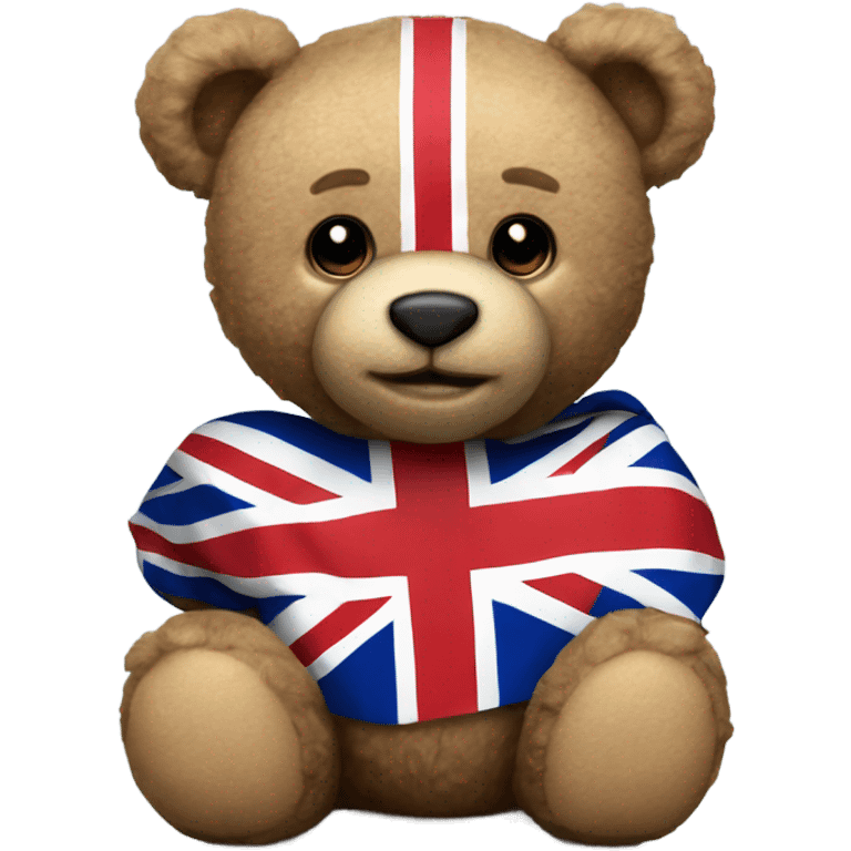 Teddy bear with Union Jack shirt with Union Jack flag emoji