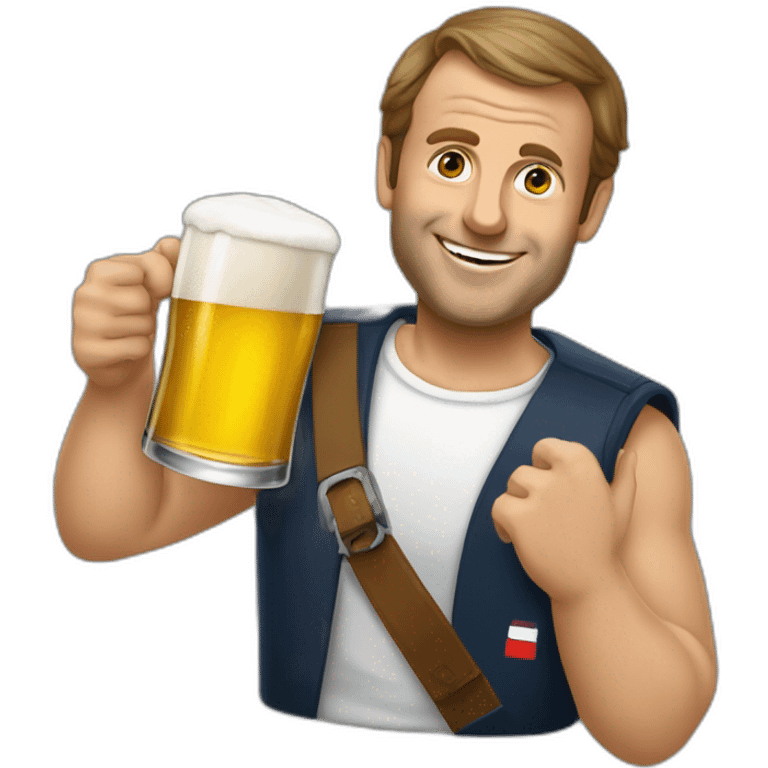 Macron buvant une bière emoji