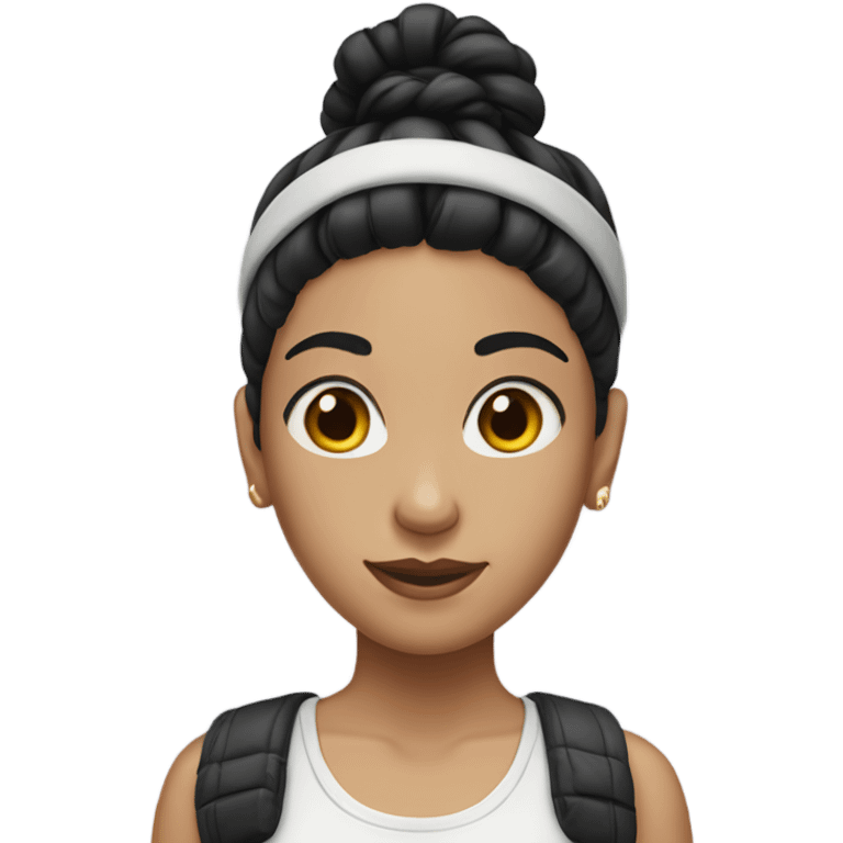 White skin black hair in a high top bun girl emoji