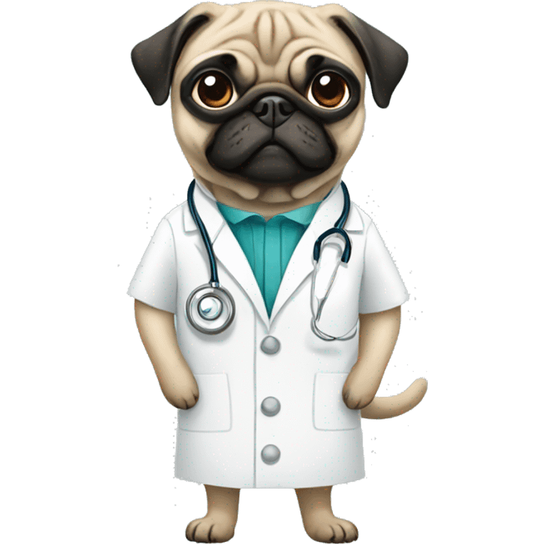 Pug dress like a doctor emoji