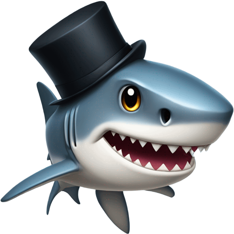 Shark with a top hat emoji