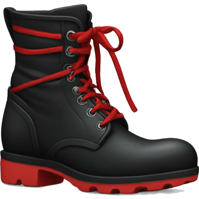 Black boots with red laces  emoji