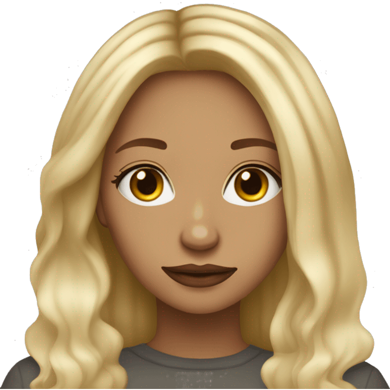 Female cold blond ombre hair light Skin looking Empathie emoji