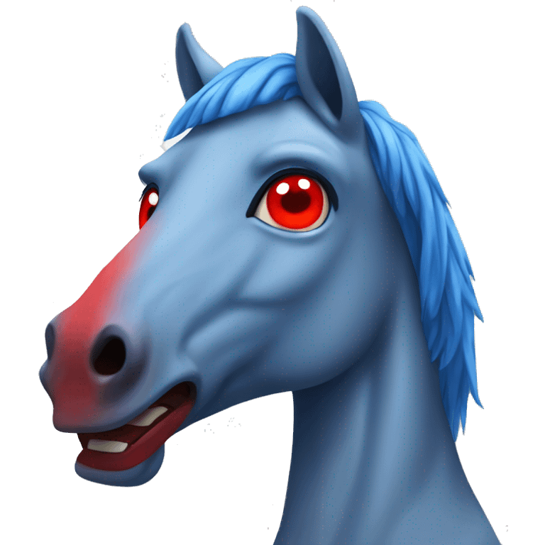 blue horse with blowing red eyes  emoji