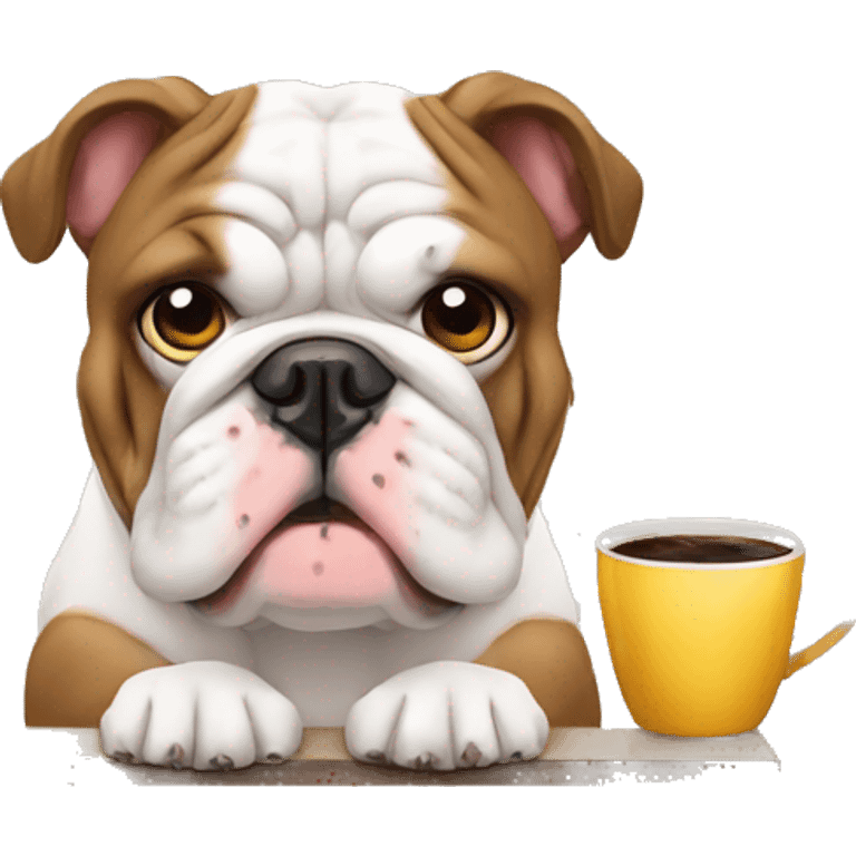 bulldog ingles drinking coffee emoji