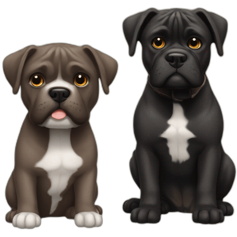 Grogu with 2 Cane corso dos, One Black and other One brown emoji