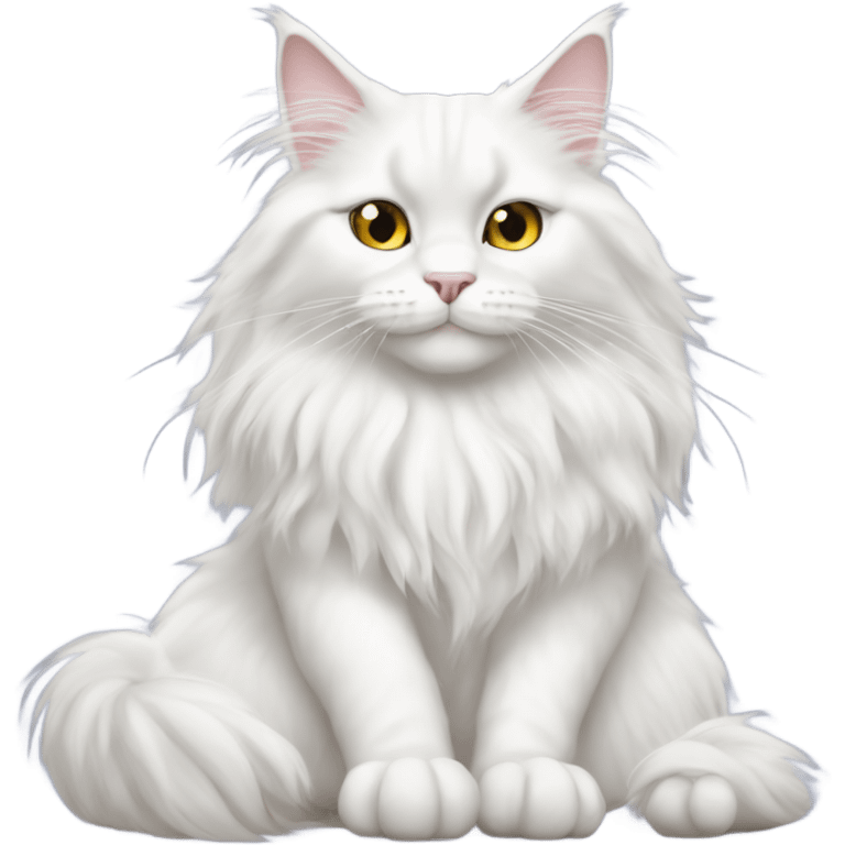 White Maine Coon doing yoga emoji