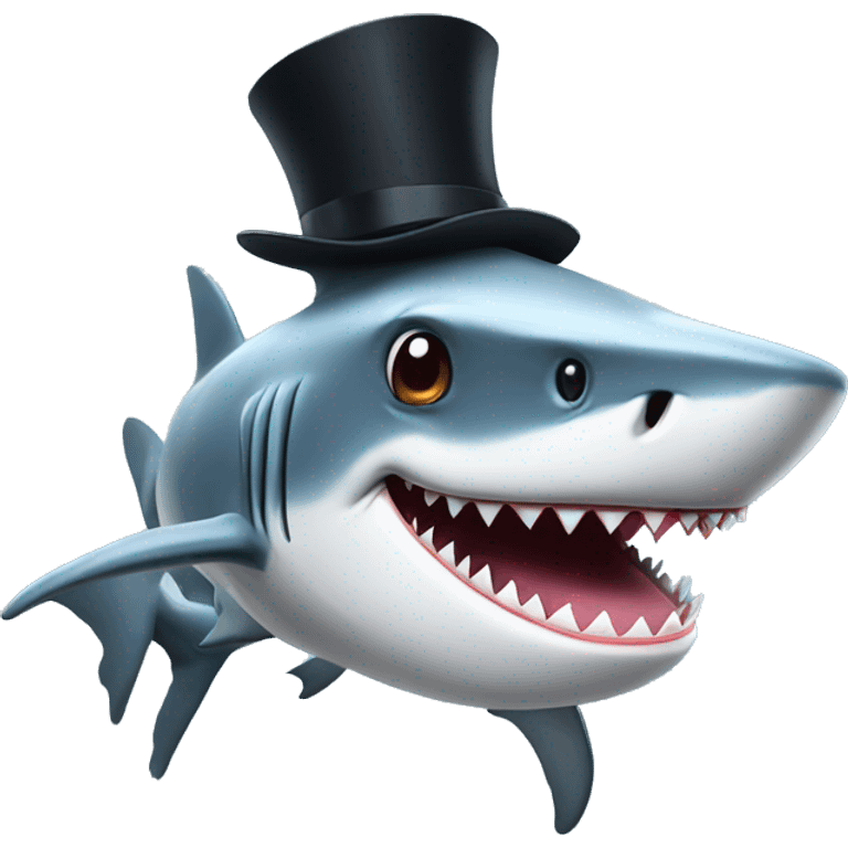 Shark with a top hat emoji