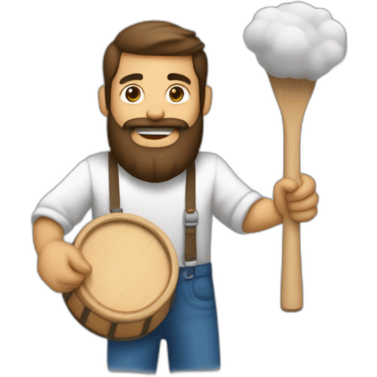 Hombre blanco con barba tocando una batería con las baquetas en las manos emoji