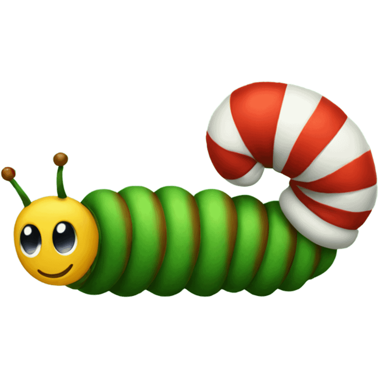 caterpillar wearing christmas hat emoji