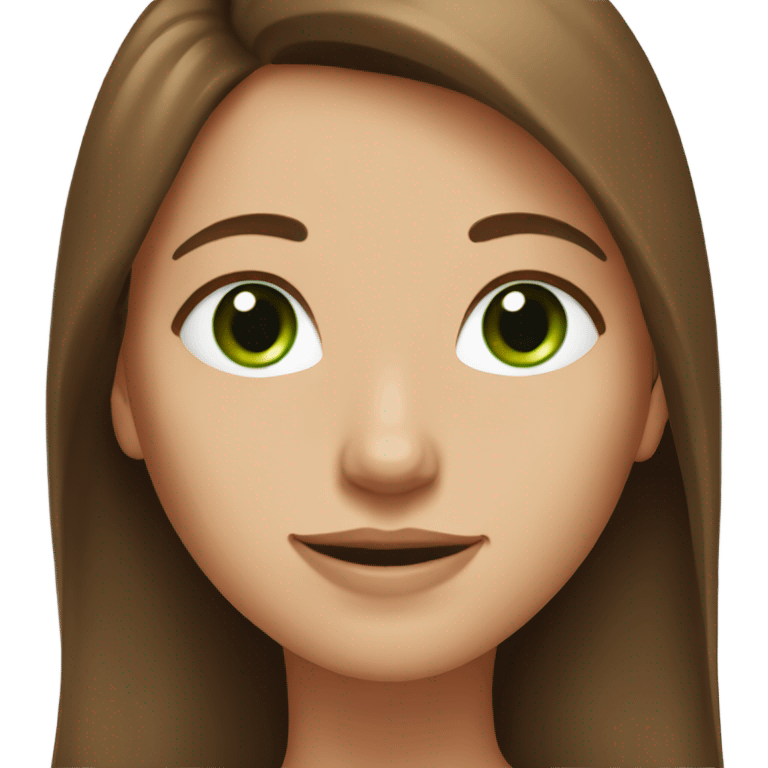 Tall girl with Brown long Hair and green eyes emoji