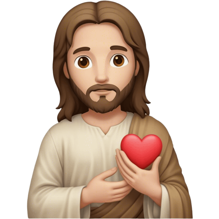 Jesus holding a beige heart emoji