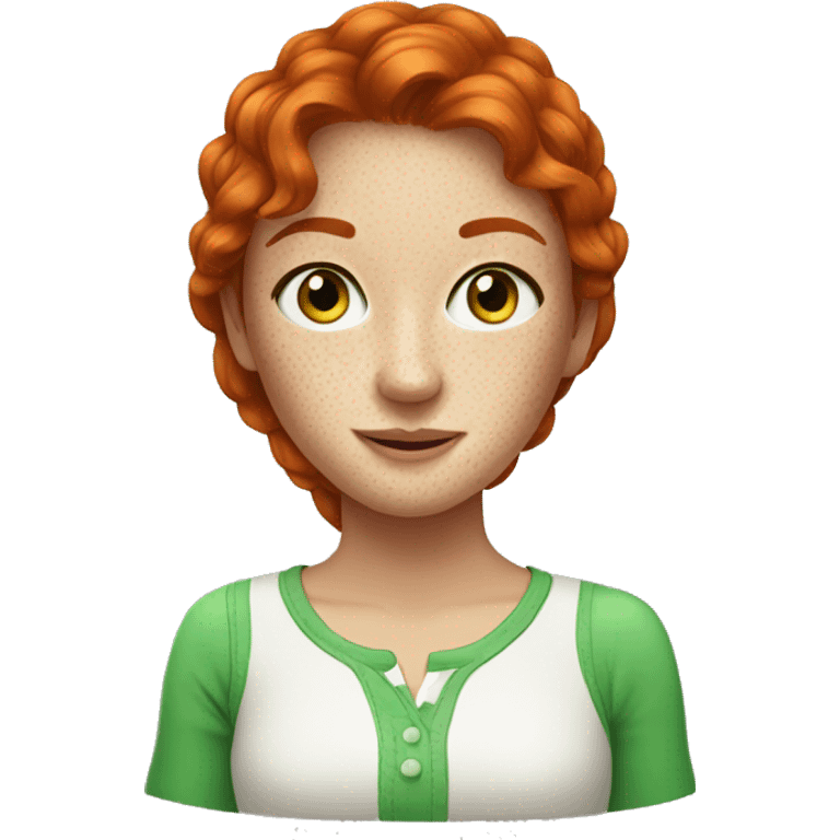 Red-haired girl with freckles and green eyes emoji