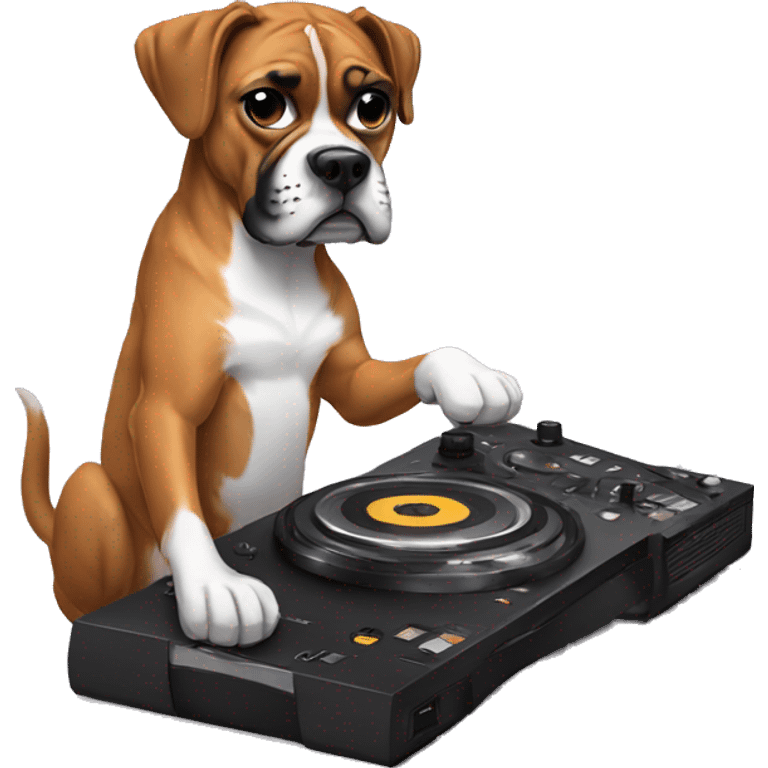 DOG BOXER DJING ON DJ CONTROLLER emoji