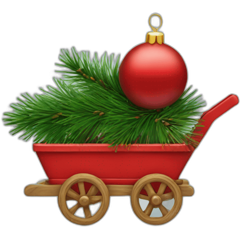 Red wagon with Christmas pine in the back emoji