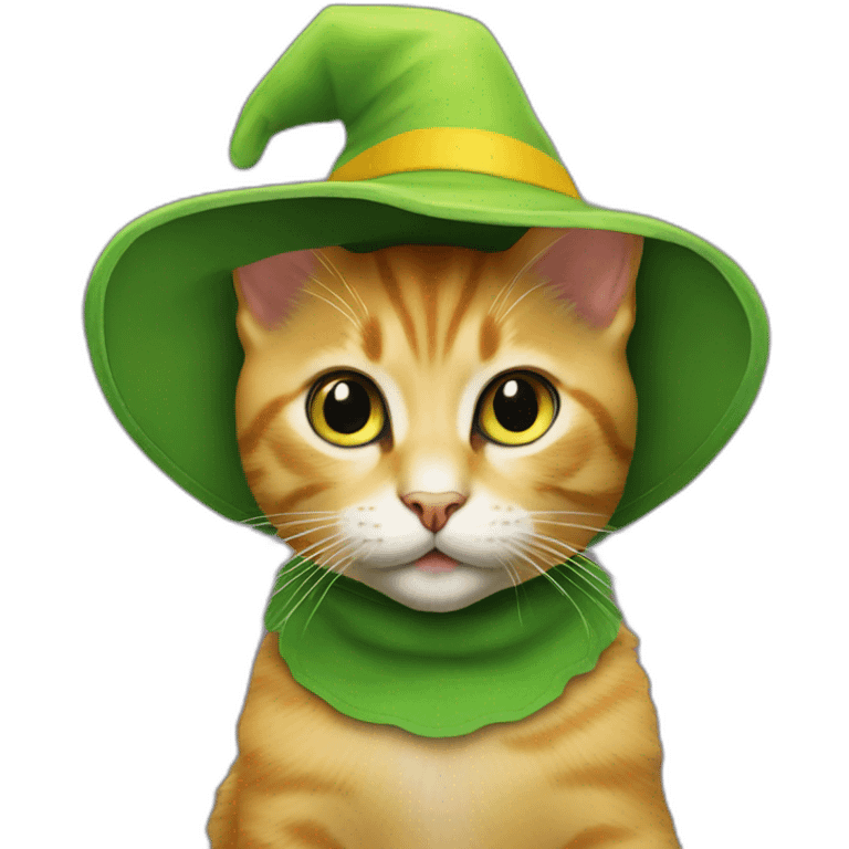 kitten wearing a stanley ipkiss green halloween mask and wearing a yellow hat from the film the mask emoji