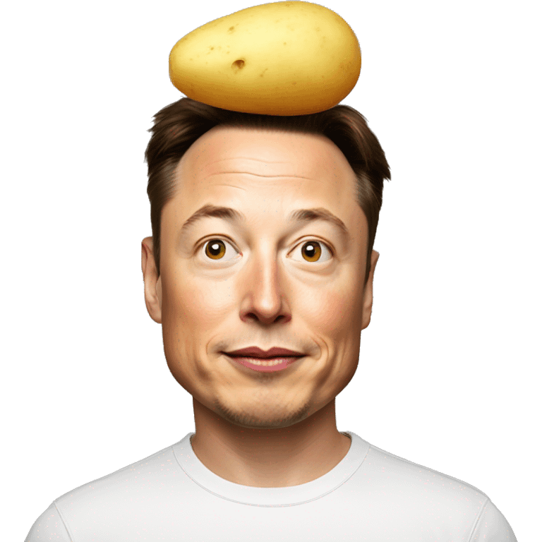 Elon musk with a potato on his head emoji