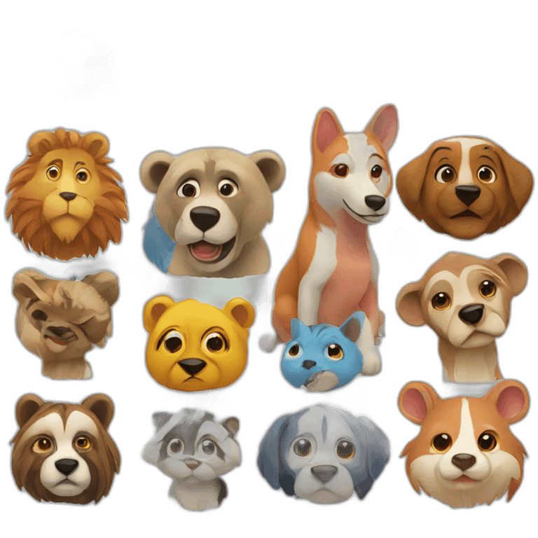 Colorful animated animal characters free style emoji