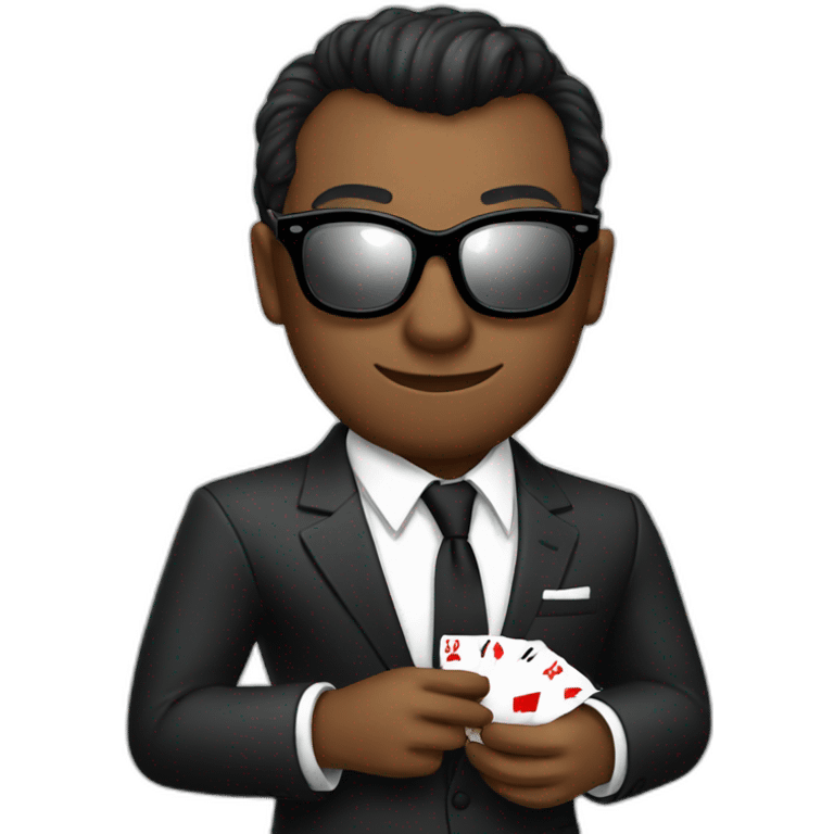 James Bond with black glasses playing poker emoji