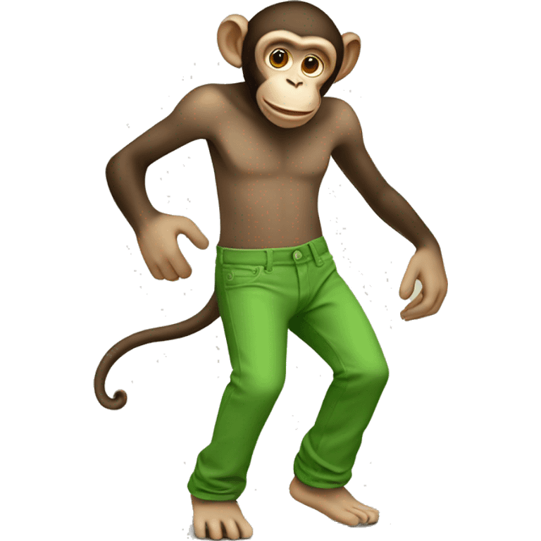 monkey stepping into a pair of pants made turnips emoji