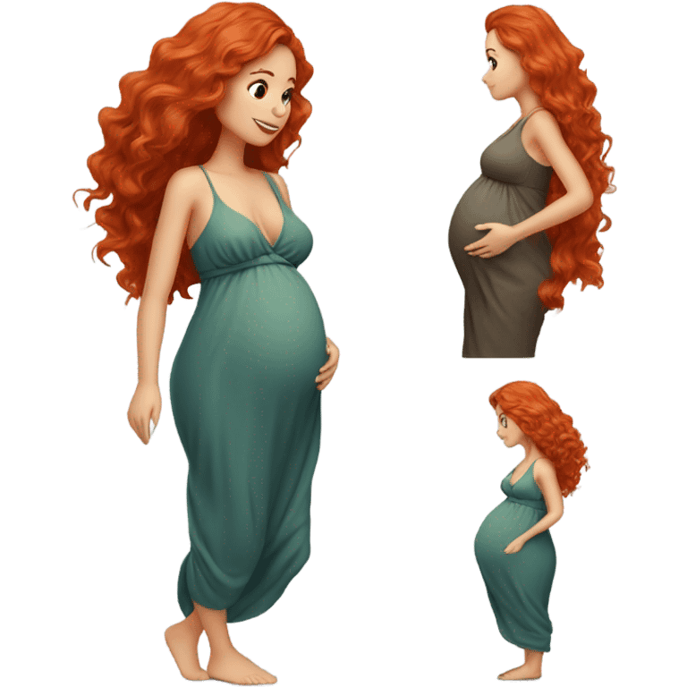 adorable pregnant red hair full body women with beach-wave-hair emoji