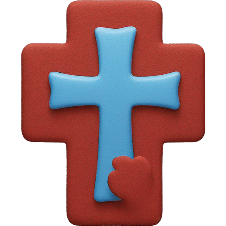 Blue cross red background emoji