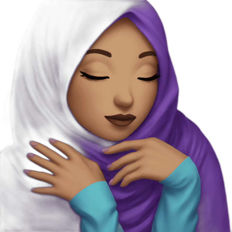 Rainbow hijab kissing purple hijab emoji