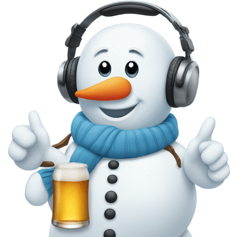 DJ Snowman drinking beer  emoji