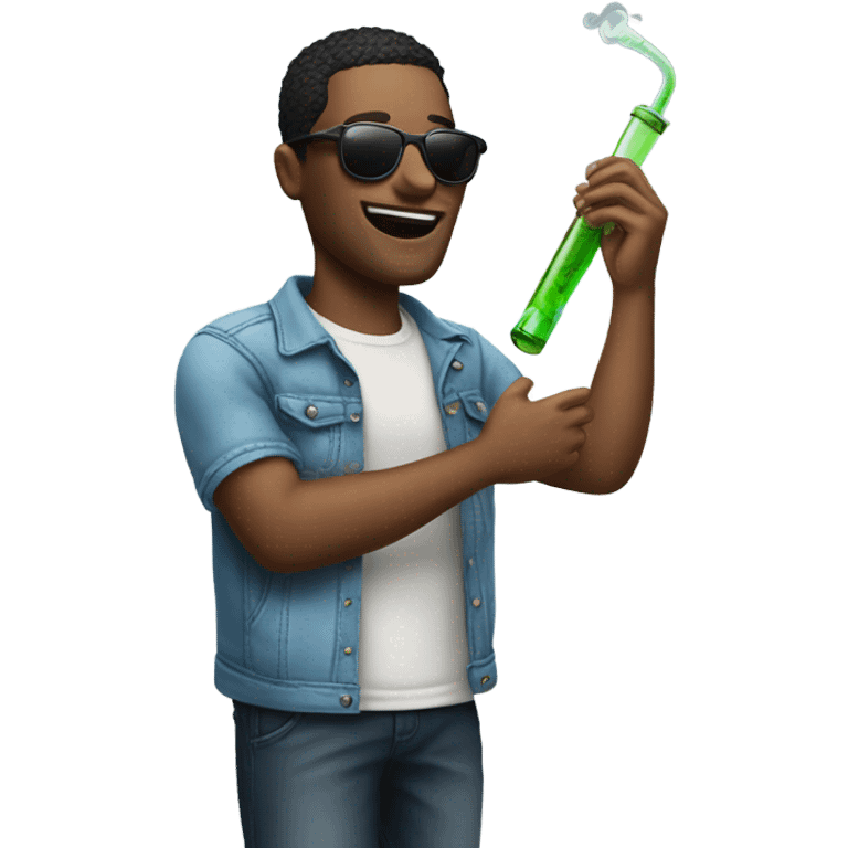 Guy holding Bong with sunglasses emoji