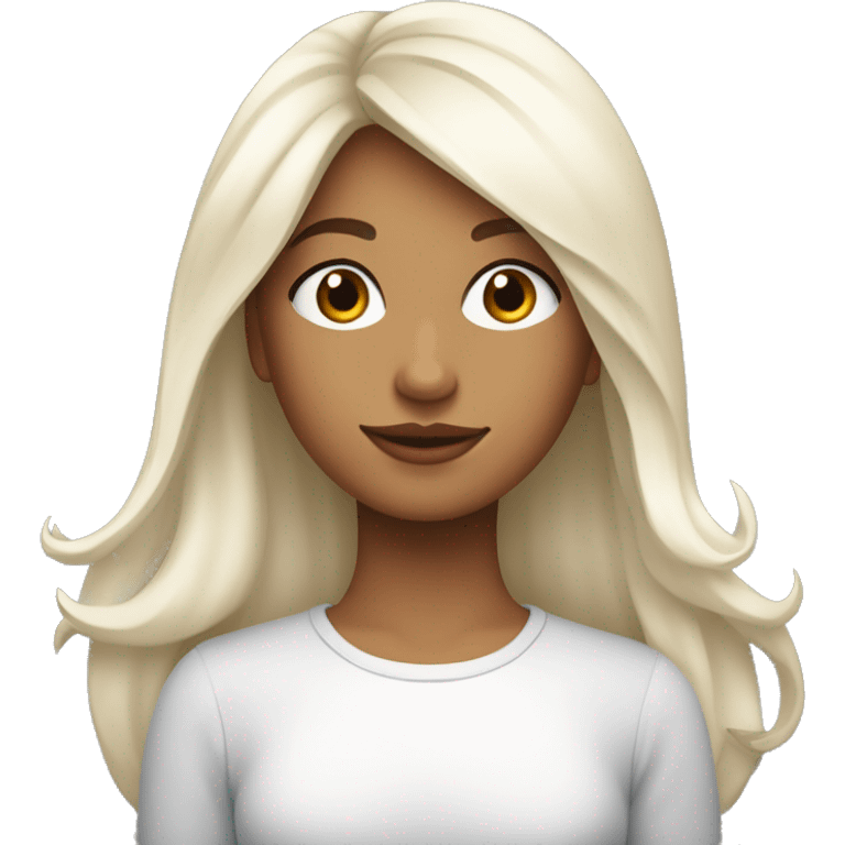 Jeune fille cheveux noir long tête un peu ronde peau blanche  emoji