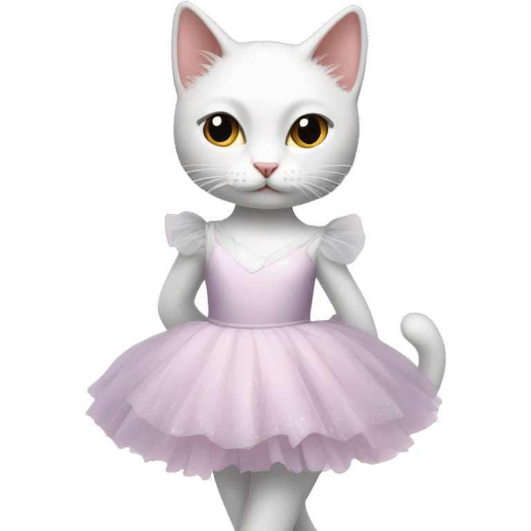 white cat with ballerina dress emoji