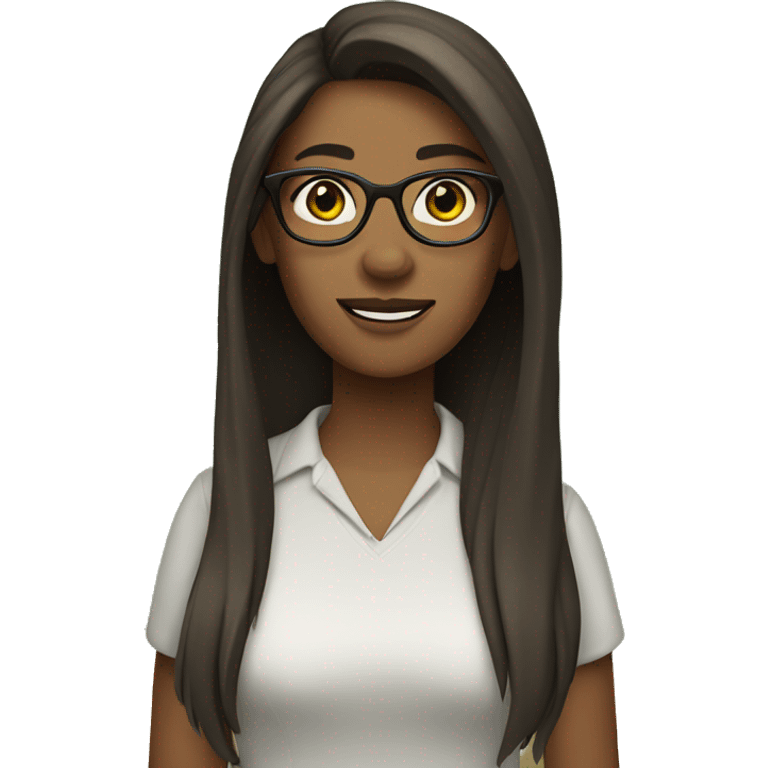 Camp counsellor straight hair brunette with glasses emoji