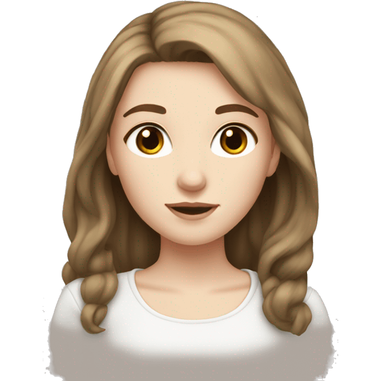 pale skin brown hair brown eyes girl emoji