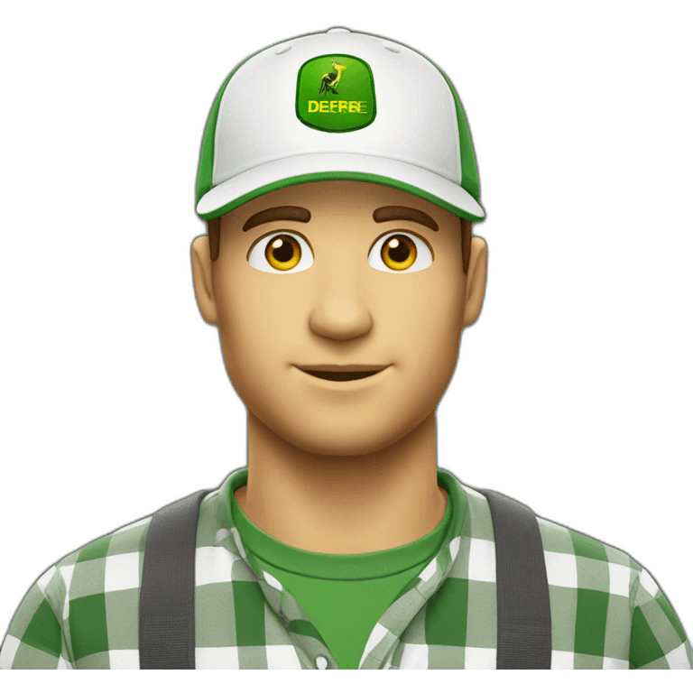 white man with john-deere logo cap emoji