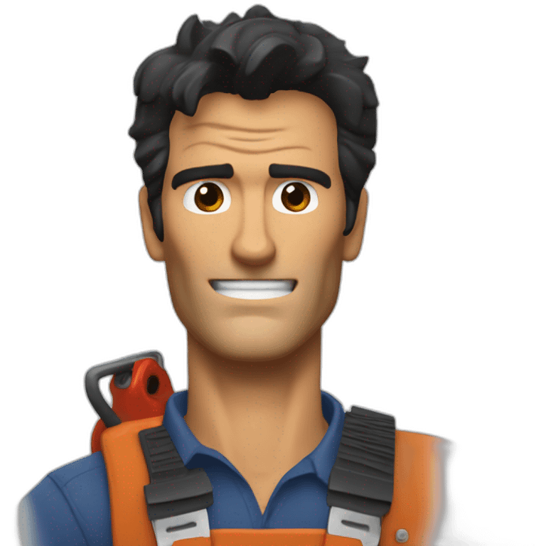 Ash Williams with a chainsaw hand emoji