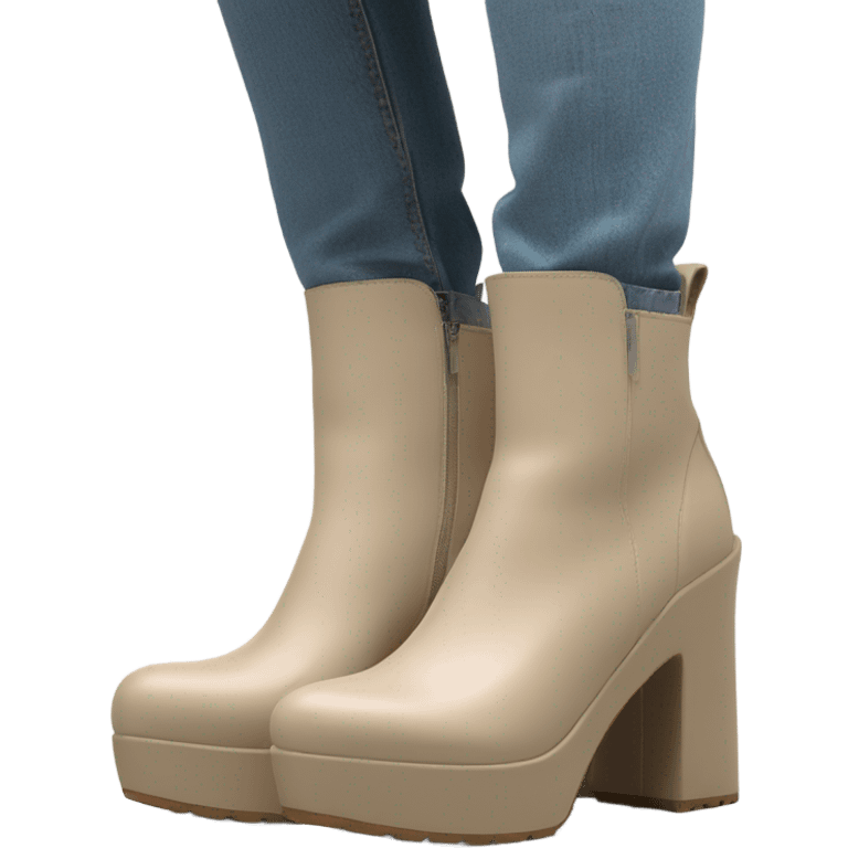 Beige platform heeled boots emoji