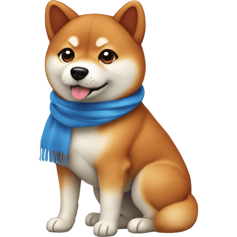 Cute red Shiba Inu dog with blue scarf emoji