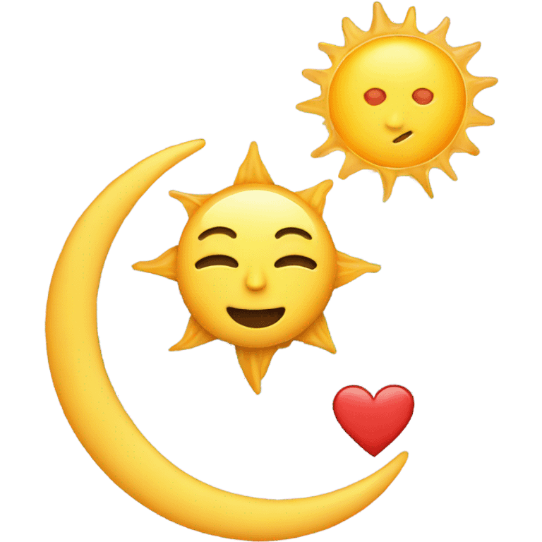 moon and sun with heart emoji