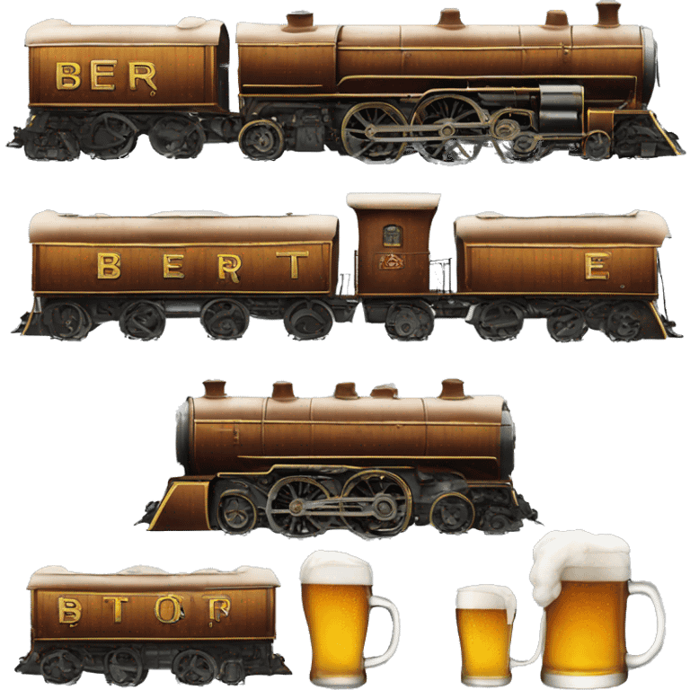 a steam train made out of beer emoji