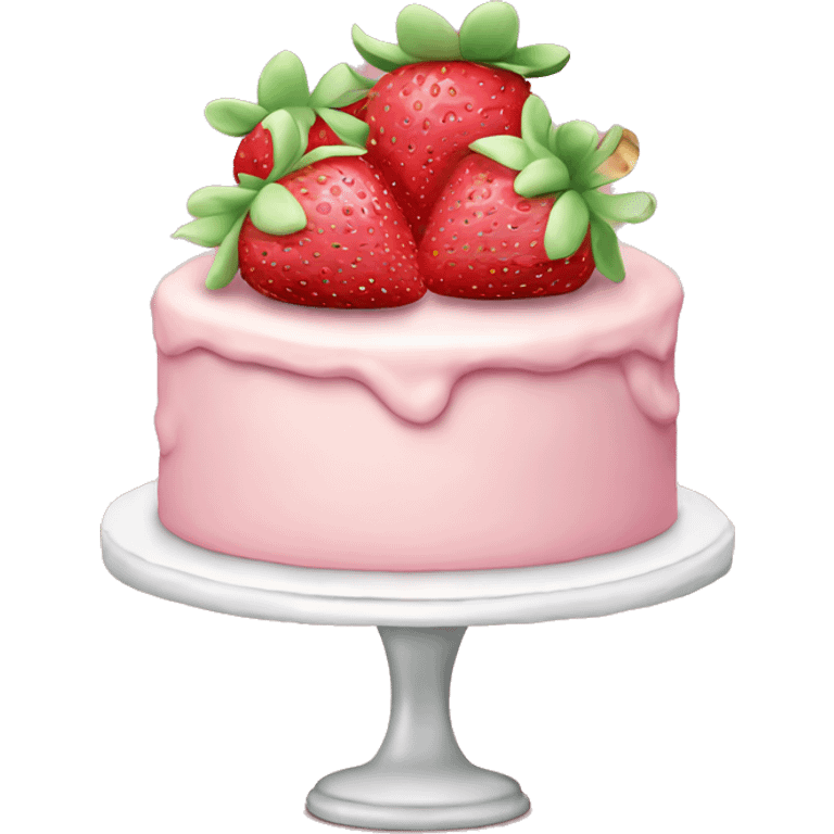 Light Pink strawberries and cream birthday cake  emoji