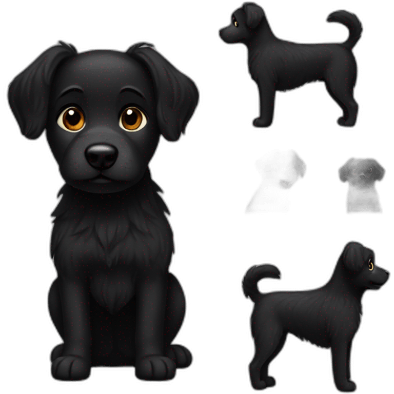 One hairy black dog female cute emoji