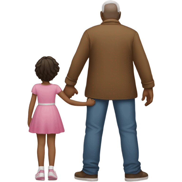 father and daughter holding their hands and seen from the back emoji