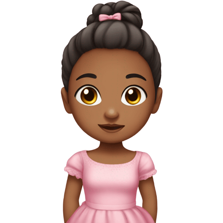 little baby girl with dark hair with pink dress and bun  emoji