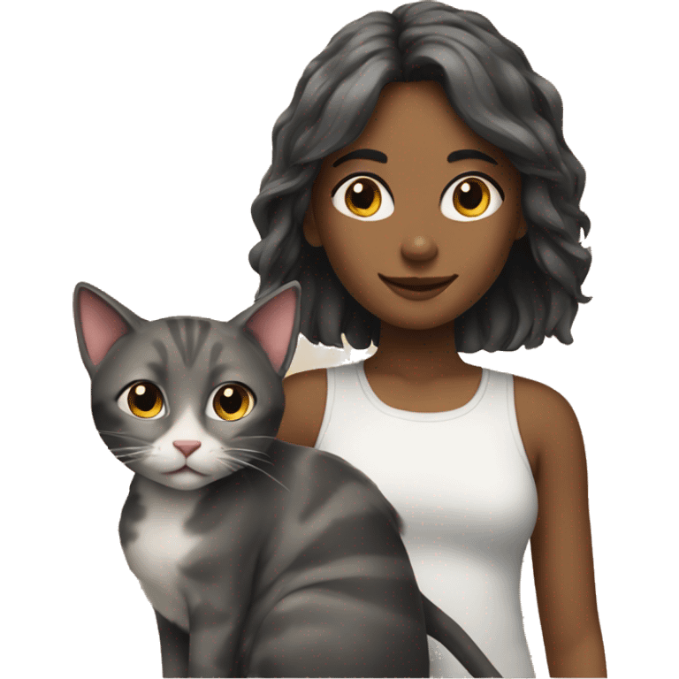 A girl and a cat  emoji