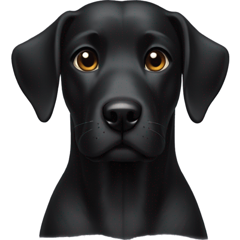 Full black dog with big up ears  emoji