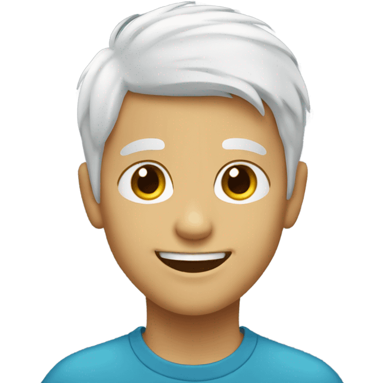 smiling boy with white hair emoji