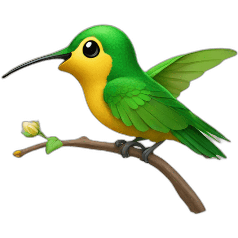 emoji de un colibrí acostado al lado de una niña que está durmiendo emoji