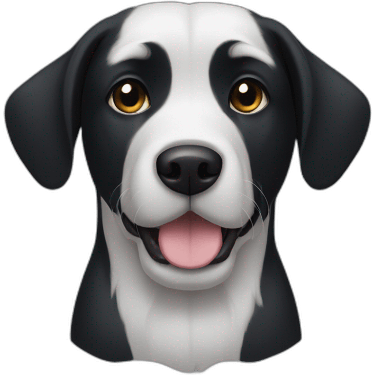 completely black dog with a white chest and floppy ears emoji