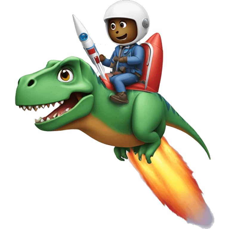 Dinosaur riding a rocket emoji