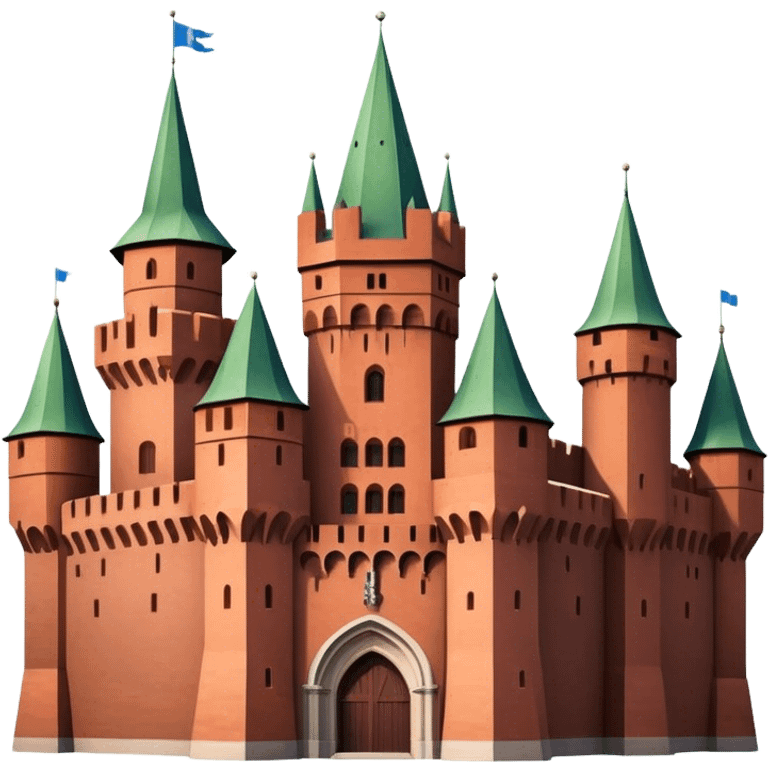 Cinematic Realistic Malbork Castle Landmark Emoji, depicted as an imposing medieval fortress rendered with rich detail and dramatic, historic lighting. emoji